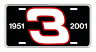 Dale Earnhardt Sr # 3 License Plate Decal Racing Nascar P01